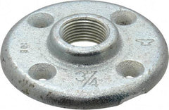 Made in USA - 3/4" Pipe, 3-1/2" OD, 5/8" Hub Length, Galvanized Floor Pipe Flange - 2-1/2" Across Bolt Hole Centers, 1/4" Bolt Hole, 150 psi, Class 150 - Top Tool & Supply