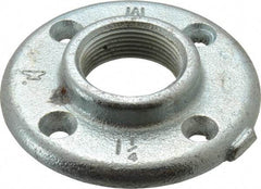 Made in USA - 1-1/4" Pipe, 4" OD, 13/16" Hub Length, Galvanized Floor Pipe Flange - 3" Across Bolt Hole Centers, 1/4" Bolt Hole, 150 psi, Class 150 - Top Tool & Supply