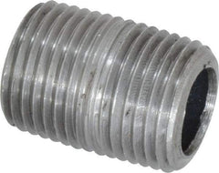 Made in USA - Schedule 80, 1/2" Diam x 1-1/8" Long Steel Black Pipe Nipple - Threaded - Top Tool & Supply