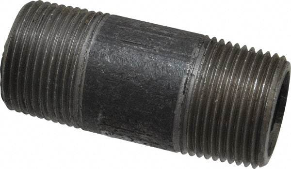 Made in USA - Schedule 80, 1" Diam x 3" Long Steel Black Pipe Nipple - Threaded - Top Tool & Supply