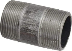 Made in USA - Schedule 80, 1-1/2" Diam x 3" Long Steel Black Pipe Nipple - Threaded - Top Tool & Supply