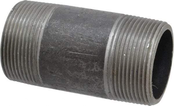 Made in USA - Schedule 80, 1-1/2" Diam x 3-1/2" Long Steel Black Pipe Nipple - Threaded - Top Tool & Supply