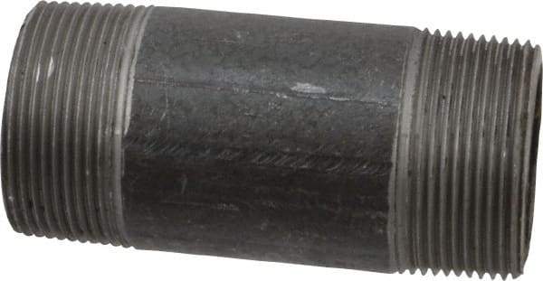 Made in USA - Schedule 80, 1-1/2" Diam x 4" Long Steel Black Pipe Nipple - Threaded - Top Tool & Supply