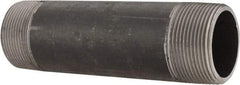 Made in USA - Schedule 80, 1-1/2" Diam x 6" Long Steel Black Pipe Nipple - Threaded - Top Tool & Supply