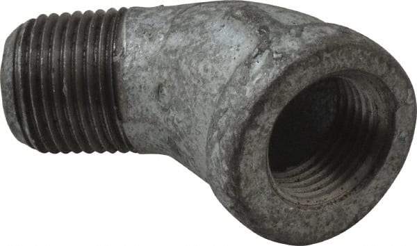 Made in USA - Class 150, 3/8" Galvanized Pipe 45° Street Elbow - Threaded, Malleable Iron - Top Tool & Supply