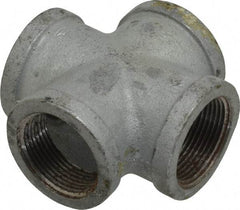 Made in USA - Class 150, 1-1/4" Galvanized Pipe Cross - Threaded, Malleable Iron - Top Tool & Supply