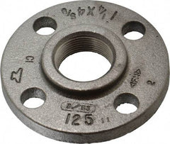 Made in USA - 1-1/4" Pipe, 4-5/8" OD, 13/16" Hub Length, Iron Threaded Pipe Flange - 2-5/16" Across Bolt Hole Centers, 3/4" Bolt Hole, 175 psi, Class 125 - Top Tool & Supply