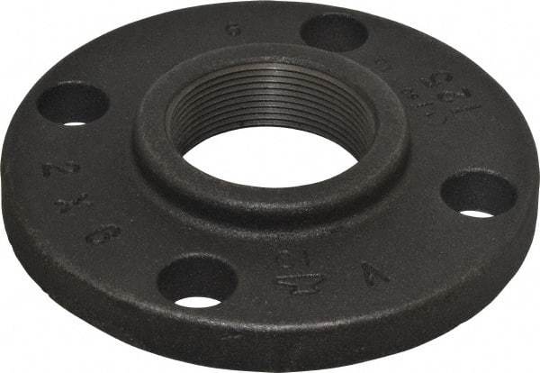 Made in USA - 2" Pipe, 6" OD, 1" Hub Length, Iron Threaded Pipe Flange - 3-1/16" Across Bolt Hole Centers, 3/4" Bolt Hole, 175 psi, Class 125 - Top Tool & Supply