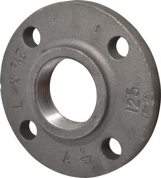 Made in USA - 2-1/2" Pipe, 7" OD, 1-1/8" Hub Length, Iron Threaded Pipe Flange - 3-9/16" Across Bolt Hole Centers, 7/8" Bolt Hole, 175 psi, Class 125 - Top Tool & Supply