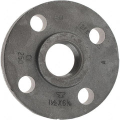 Made in USA - 1-1/2" Pipe, 6-1/8" OD, 1-1/8" Hub Length, Iron Threaded Pipe Flange - 2-3/4" Across Bolt Hole Centers, 3/4" Bolt Hole, 175 psi, Class 250 - Top Tool & Supply