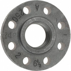 Made in USA - 2" Pipe, 6-1/2" OD, 1-1/4" Hub Length, Iron Threaded Pipe Flange - 3-5/16" Across Bolt Hole Centers, 3/4" Bolt Hole, 175 psi, Class 250 - Top Tool & Supply