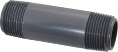 Value Collection - 1" Pipe, 4" Long PVC Threaded Plastic Pipe Nipple - Schedule 80, Gray - Top Tool & Supply