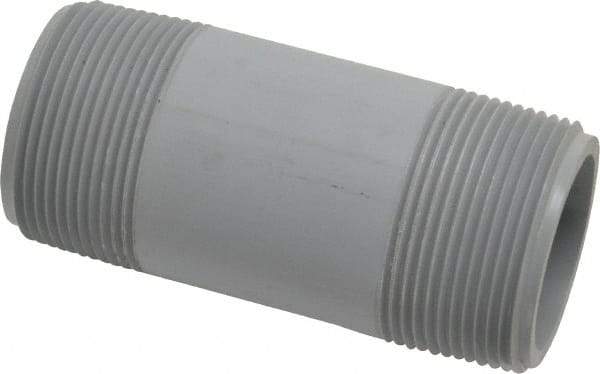 Value Collection - 1-1/2" Pipe, 4" Long CPVC Threaded Plastic Pipe Nipple - Schedule 80, Gray - Top Tool & Supply