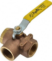 Apollo - 1" Pipe, Large Port, Bronze Standard Ball Valve - Three Way, FNPT x FNPT x FNPT Ends, Lever Handle, 400 WOG - Top Tool & Supply