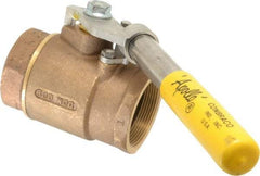 Apollo - 2" Pipe, Bronze Standard Ball Valve - 2 Piece, Inline - One Way Flow, FNPT x FNPT Ends, Deadman Lever (Spring Return to Close) Handle, 600 WOG, 150 WSP - Top Tool & Supply