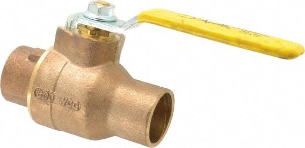 Apollo - 1-1/4" Pipe, Standard Port, Bronze Standard Ball Valve - 2 Piece, Inline - One Way Flow, Soldered x Soldered Ends, Lever Handle, 600 WOG, 125 WSP - Top Tool & Supply