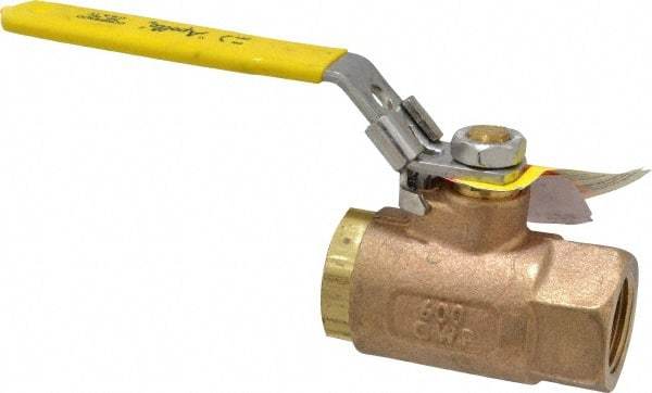 Apollo - 3/4" Pipe, Bronze Standard Ball Valve - 2 Piece, Inline - One Way Flow, FNPT x FNPT Ends, Locking Lever Handle, 600 WOG - Top Tool & Supply