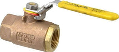 Apollo - 1" Pipe, Bronze Standard Ball Valve - 2 Piece, Inline - One Way Flow, FNPT x FNPT Ends, Locking Lever Handle, 600 WOG - Top Tool & Supply