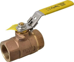 Apollo - 1-1/4" Pipe, Bronze Standard Ball Valve - 2 Piece, Inline - One Way Flow, FNPT x FNPT Ends, Locking Lever Handle, 600 WOG - Top Tool & Supply