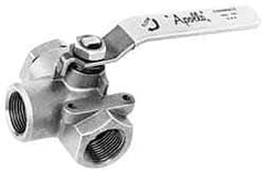 Apollo - 2" Pipe, Stainless Steel Standard Ball Valve - Three Way, FNPT x FNPT x FNPT Ends, Lever Handle, 800 WOG - Top Tool & Supply