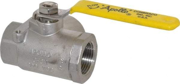 Apollo - 1" Pipe, Stainless Steel Standard Ball Valve - Three Way, FNPT x FNPT x FNPT Ends, Lever Handle, 800 WOG - Top Tool & Supply