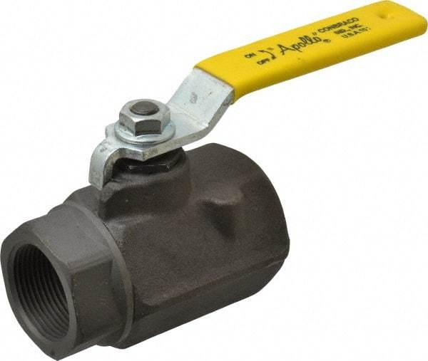 Apollo - 1-1/4" Pipe, Standard Port, Carbon Steel Standard Ball Valve - 2 Piece, Inline - One Way Flow, FNPT x FNPT Ends, Lever Handle, 1,500 WOG, 150 WSP - Top Tool & Supply