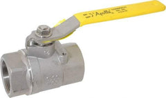 Apollo - 1-1/2" Pipe, Stainless Steel Standard Ball Valve - 2 Piece, Inline - One Way Flow, FNPT x FNPT Ends, Lever Handle, 1,500 WOG, 150 WSP - Top Tool & Supply