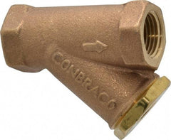 Conbraco - 1/2" Pipe, FNPT Ends, Cast Bronze Y-Strainer - 400 psi WOG Rating - Top Tool & Supply