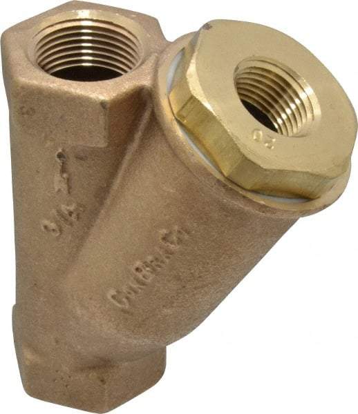 Conbraco - 3/4" Pipe, FNPT Ends, Cast Bronze Y-Strainer - 400 psi WOG Rating - Top Tool & Supply