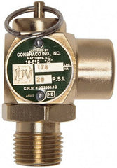 Conbraco - 1/2" Inlet, 1/2" Outlet, ASME Safety Relief Valve - 30 Max psi, Bronze, 245,000 BTUs - Top Tool & Supply