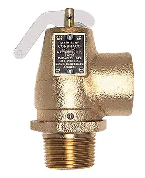 Conbraco - 1-1/4" Inlet, 1-1/2" Outlet, ASME Low Pressure Steam Heating Relief Valve - 10 Max psi, Bronze, 1,200 Lb per Hour - Top Tool & Supply