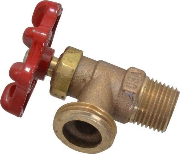 Conbraco - 1/2" Pipe, Bronze, MNPT x GHT End Connection, Boiler Drain Valve - 5/8" Long Shank, Handwheel Handle - Top Tool & Supply