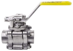 Apollo - 2" Pipe, Full Port, Stainless Steel Standard Ball Valve - 3 Piece, Inline - One Way Flow, FNPT x FNPT Ends, Lever Handle, 1,000 WOG, 150 WSP - Top Tool & Supply