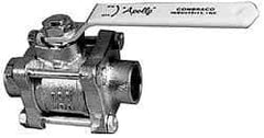 Apollo - 1-1/2" Pipe, Full Port, Bronze Standard Ball Valve - 3 Piece, Inline - One Way Flow, Soldered x Soldered Ends, Lever Handle, 600 WOG, 150 WSP - Top Tool & Supply