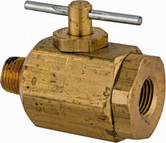 Apollo - 1/8" Pipe, MNPT x FNPT End Connections, Brass, Inline, Two Way Flow, Instrumentation Ball Valve - 400 psi WOG Rating, Tee Handle, Buna N Seal, PTFE Seat - Top Tool & Supply