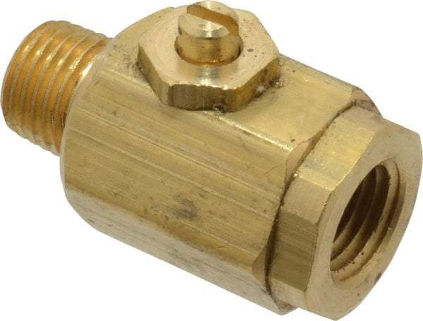 Apollo - 1/4" Pipe, MNPT x FNPT End Connections, Bronze, Inline, Two Way Flow, Instrumentation Ball Valve - 400 psi WOG Rating, Screw Slot Handle, Buna N Seal, PTFE Seat - Top Tool & Supply