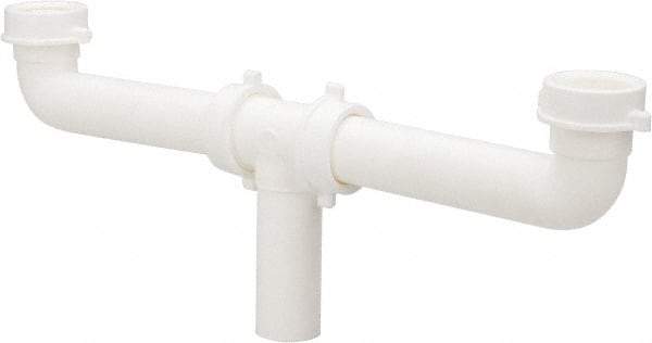 Federal Process - 1-1/2 Outside Diameter, Two Sink Traps with Center Outlet - 16 Inch Long, White, Polypropylene - Top Tool & Supply