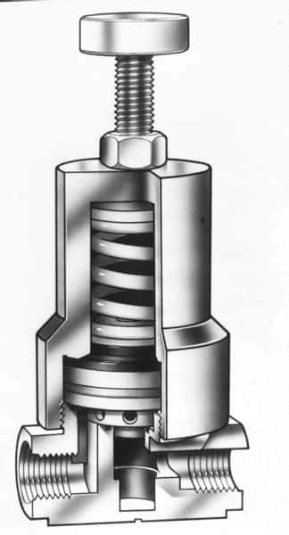 Simtech - 1/4" Inlet, Thermoplastic Relief Valve - 120 Max psi, PVC & EPDM - Top Tool & Supply