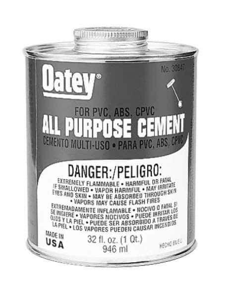 Oatey - 1 Gal All-Purpose Medium Bodied Cement - Clear, Use with ABS, PVC & CPVC up to 6" Diam - Top Tool & Supply