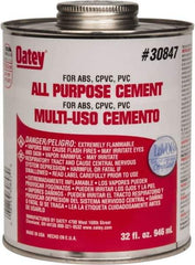 Oatey - 32 oz All-Purpose Medium Bodied Cement - Clear, Use with ABS, PVC & CPVC up to 6" Diam - Top Tool & Supply