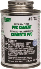 Oatey - 4 oz Medium Bodied Cement - Clear, Use with PVC up to 6" Diam - Top Tool & Supply