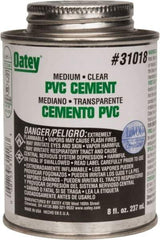 Oatey - 8 oz Medium Bodied Cement - Clear, Use with PVC up to 6" Diam - Top Tool & Supply