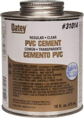 Oatey - 16 oz Regular Bodied Cement - Clear, Use with Schedule 40 PVC up to 4" Diam & Schedule 80 PVC up to 2" Diam - Top Tool & Supply