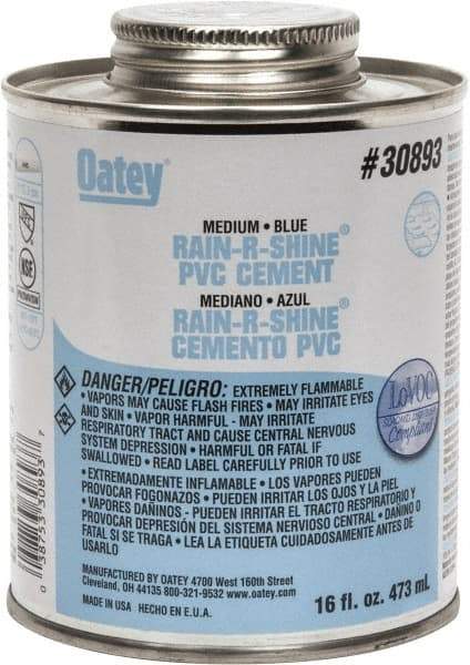 Oatey - 16 oz Medium Bodied Cement - Blue, Use with PVC up to 6" Diam - Top Tool & Supply