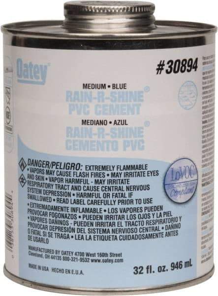 Oatey - 32 oz Medium Bodied Cement - Blue, Use with PVC up to 6" Diam - Top Tool & Supply