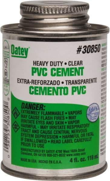 Oatey - 4 oz Heavy Duty Cement - Clear, Use with PVC up to 12" Diam - Top Tool & Supply