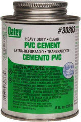 Oatey - 8 oz Heavy Duty Cement - Clear, Use with PVC up to 12" Diam - Top Tool & Supply