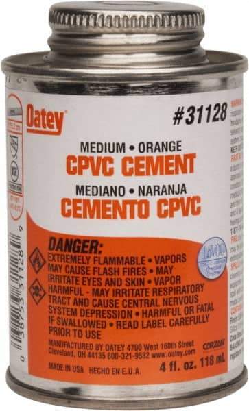 Oatey - 4 oz Medium Bodied Cement - Orange, Use with CPVC & CTS up to 6" Diam - Top Tool & Supply