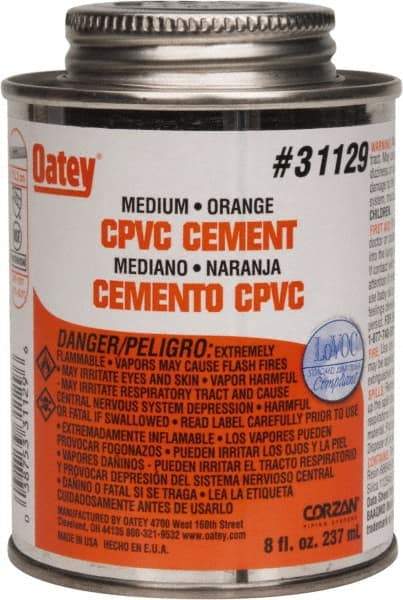 Oatey - 8 oz Medium Bodied Cement - Orange, Use with CPVC & CTS up to 6" Diam - Top Tool & Supply