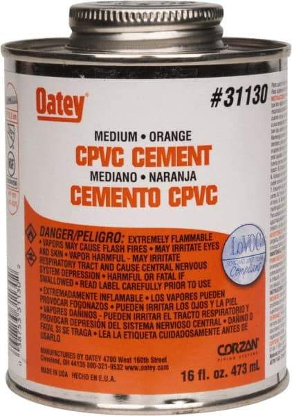 Oatey - 16 oz Medium Bodied Cement - Orange, Use with CPVC & CTS up to 6" Diam - Top Tool & Supply